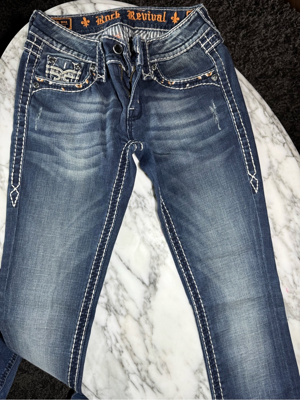 Rock Revival Jeans Size 25 Angie T8 Distressed Whiskering